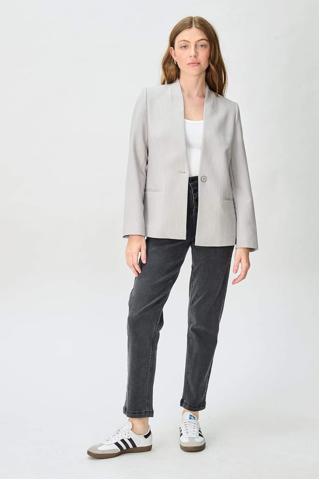 BLAZER MUJER GRIS LISO - 1