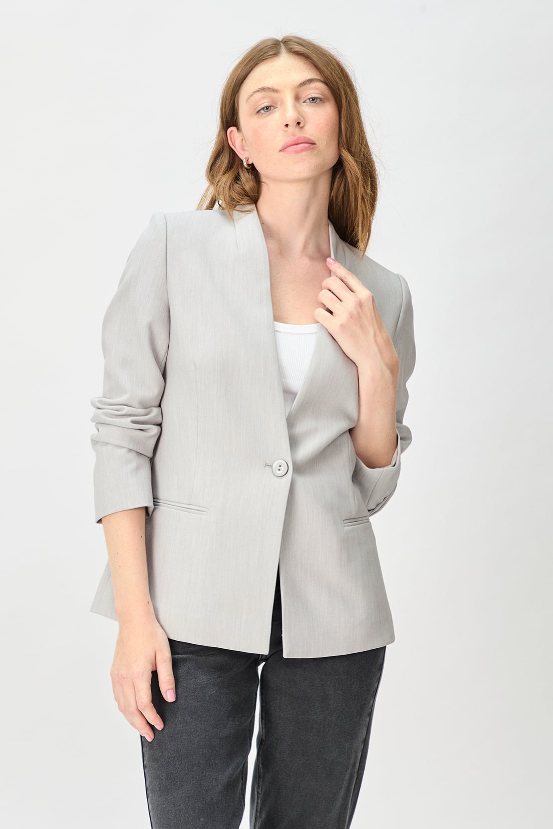 BLAZER MUJER GRIS LISO - 5