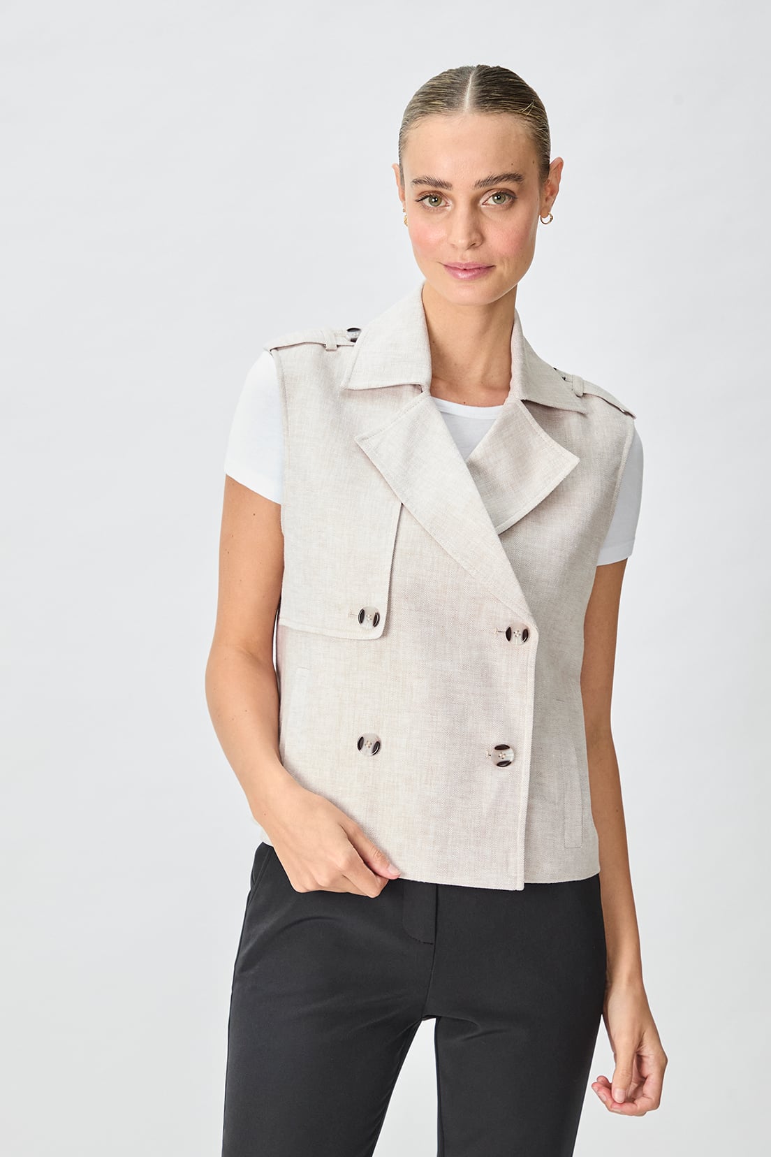 IMPERMEABLE LINO MUJER BEIGE TRENCH LISO - 1