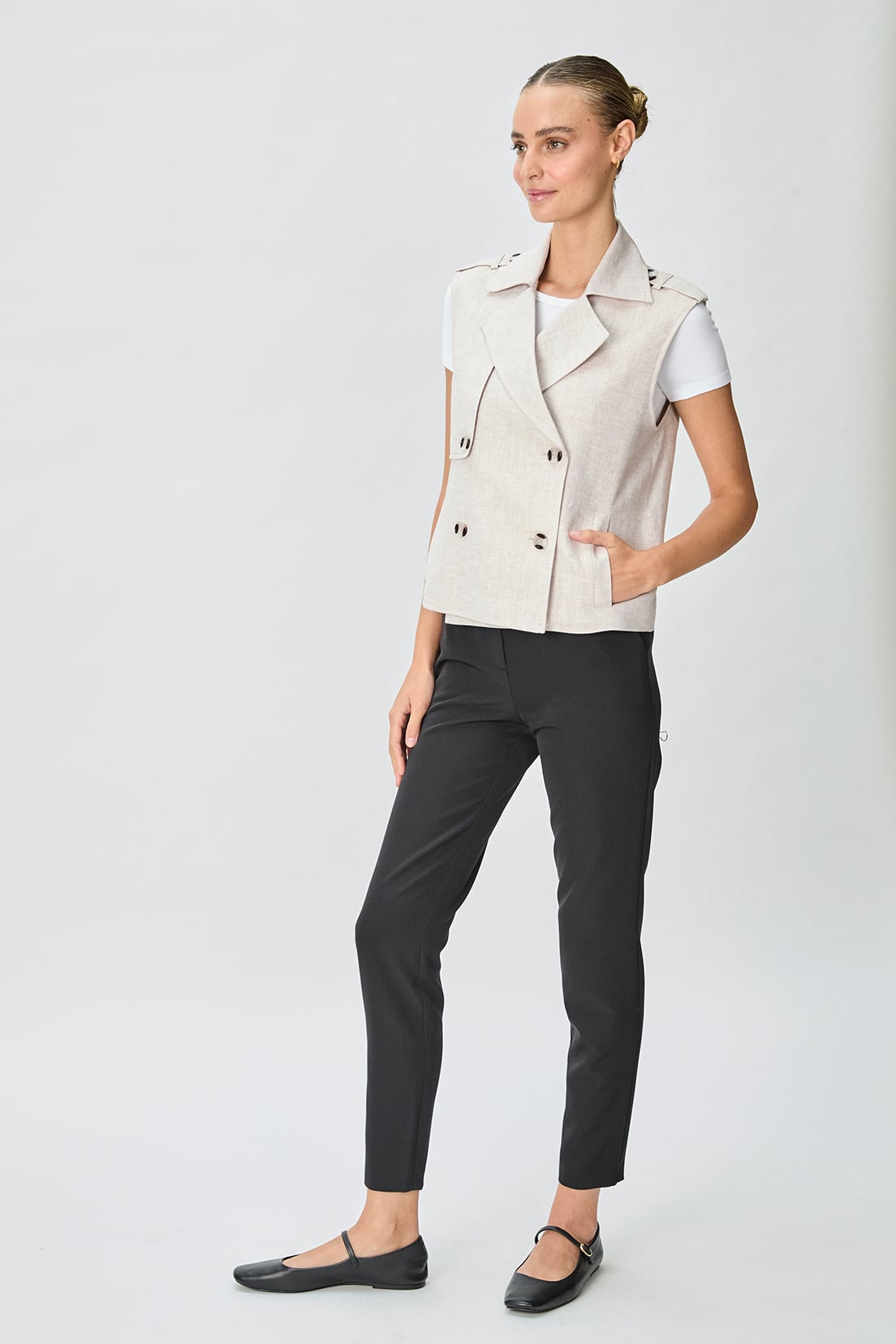IMPERMEABLE LINO MUJER BEIGE TRENCH LISO - 3