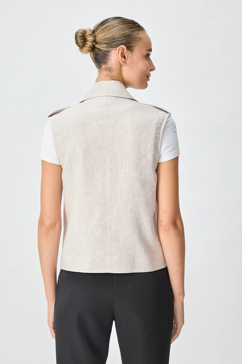 IMPERMEABLE LINO MUJER BEIGE TRENCH LISO - 4