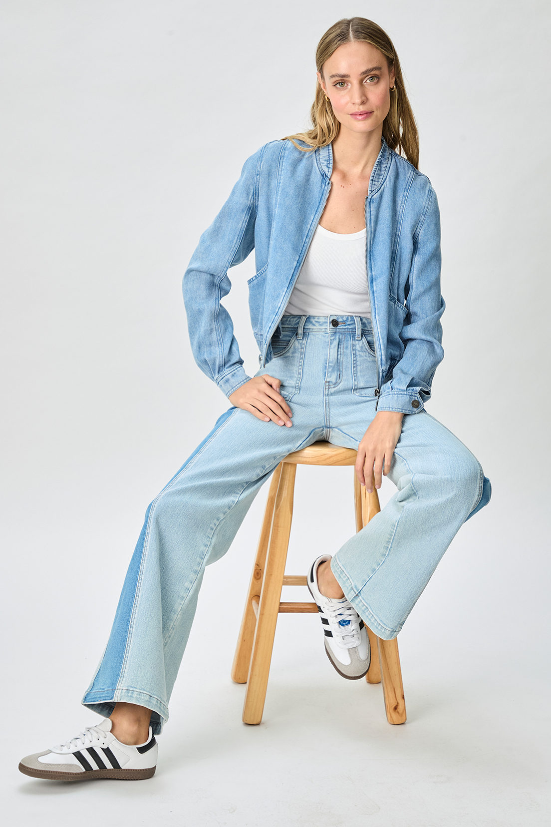 CHAQUETA MUJER CELESTE MEZCLILLA - 2