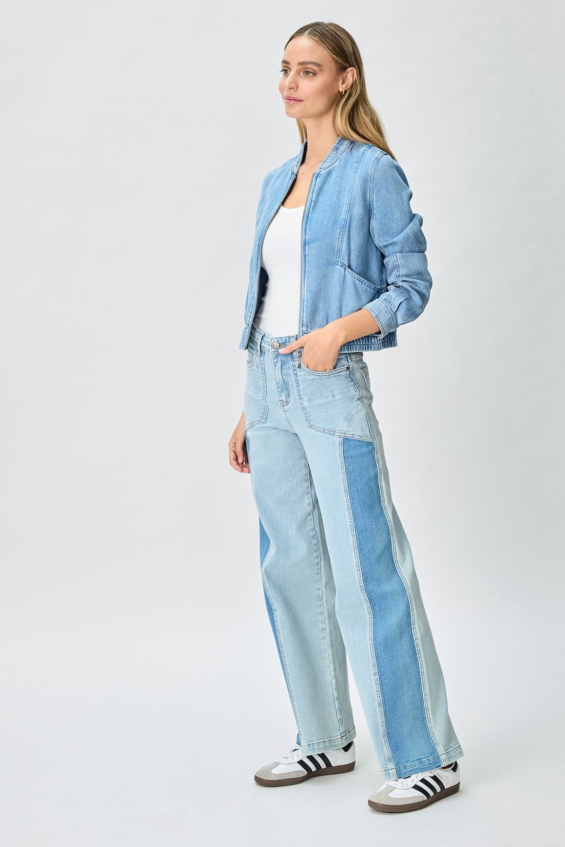 CHAQUETA MUJER CELESTE MEZCLILLA - 4