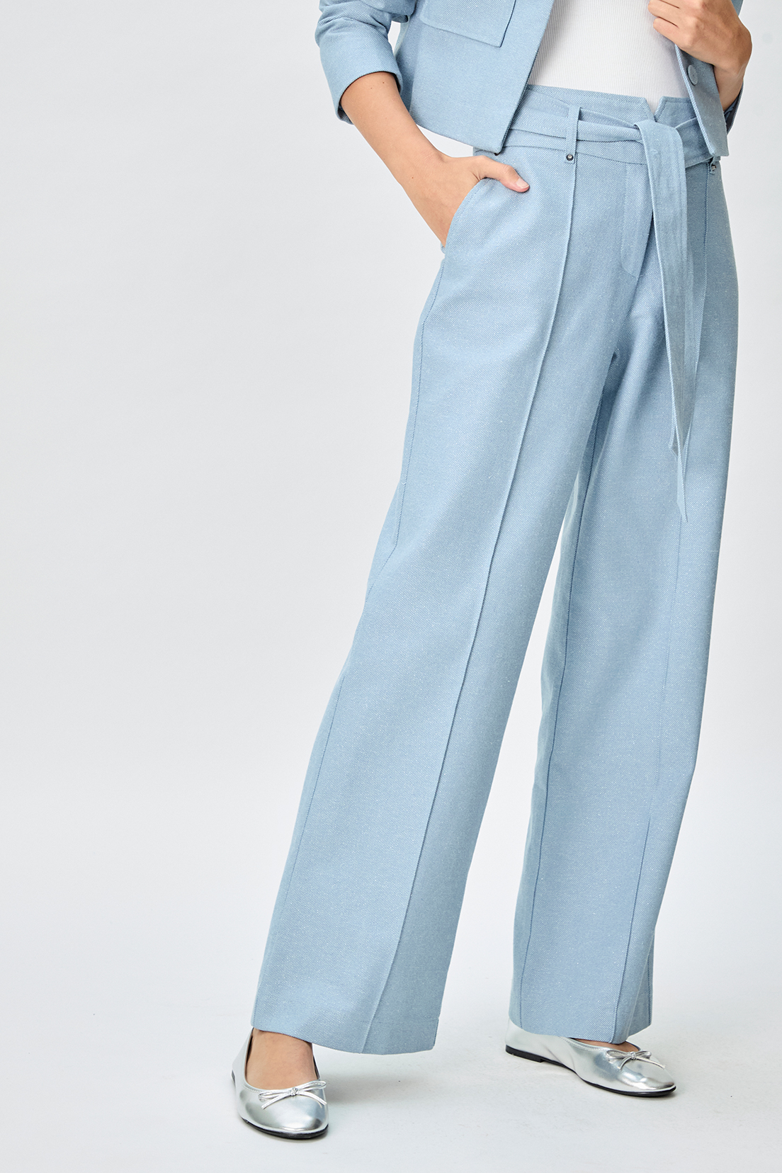 PANTALÓN LINO MUJER IO CELESTE LISO - 2