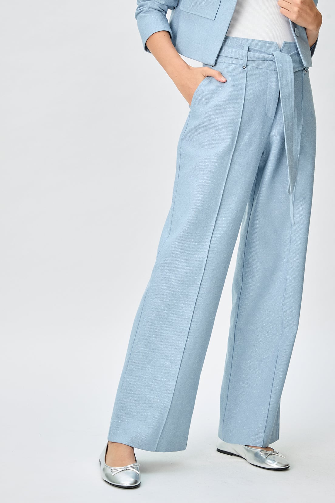 PANTALÓN LINO MUJER IO CELESTE LISO - 2