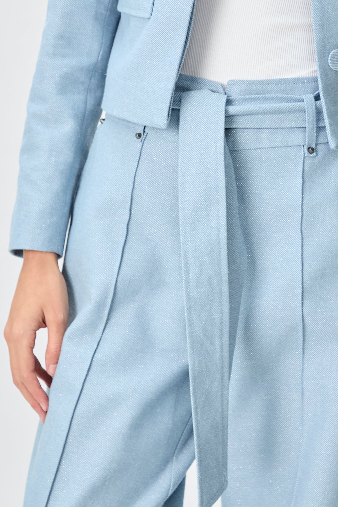 PANTALÓN LINO MUJER IO CELESTE LISO - 3