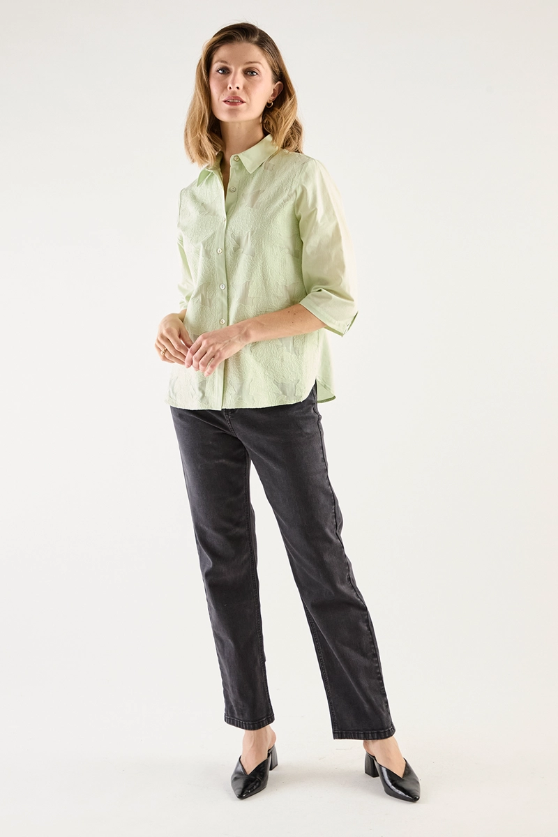 BLUSA ALGODÓN MUJER GRIFFE VERDE LISA - 2
