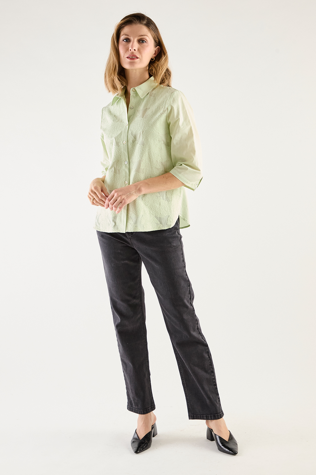 BLUSA ALGODÓN MUJER GRIFFE VERDE LISA - 2
