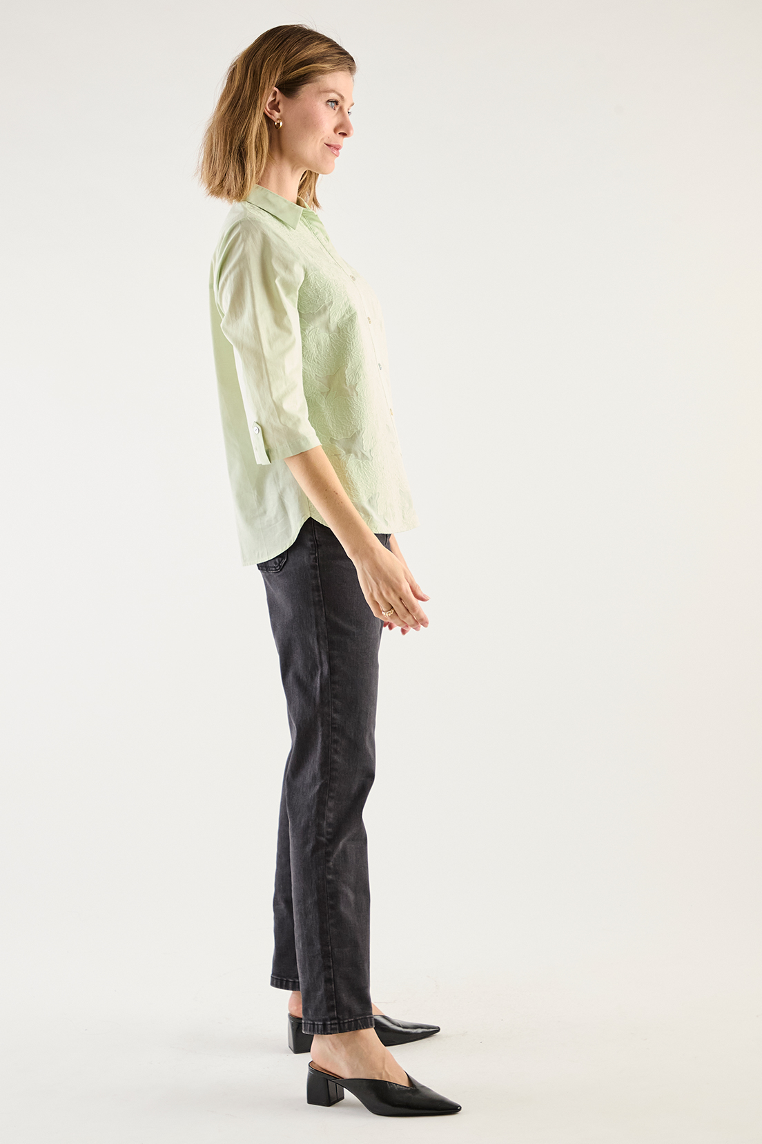 BLUSA ALGODÓN MUJER GRIFFE VERDE LISA - 3