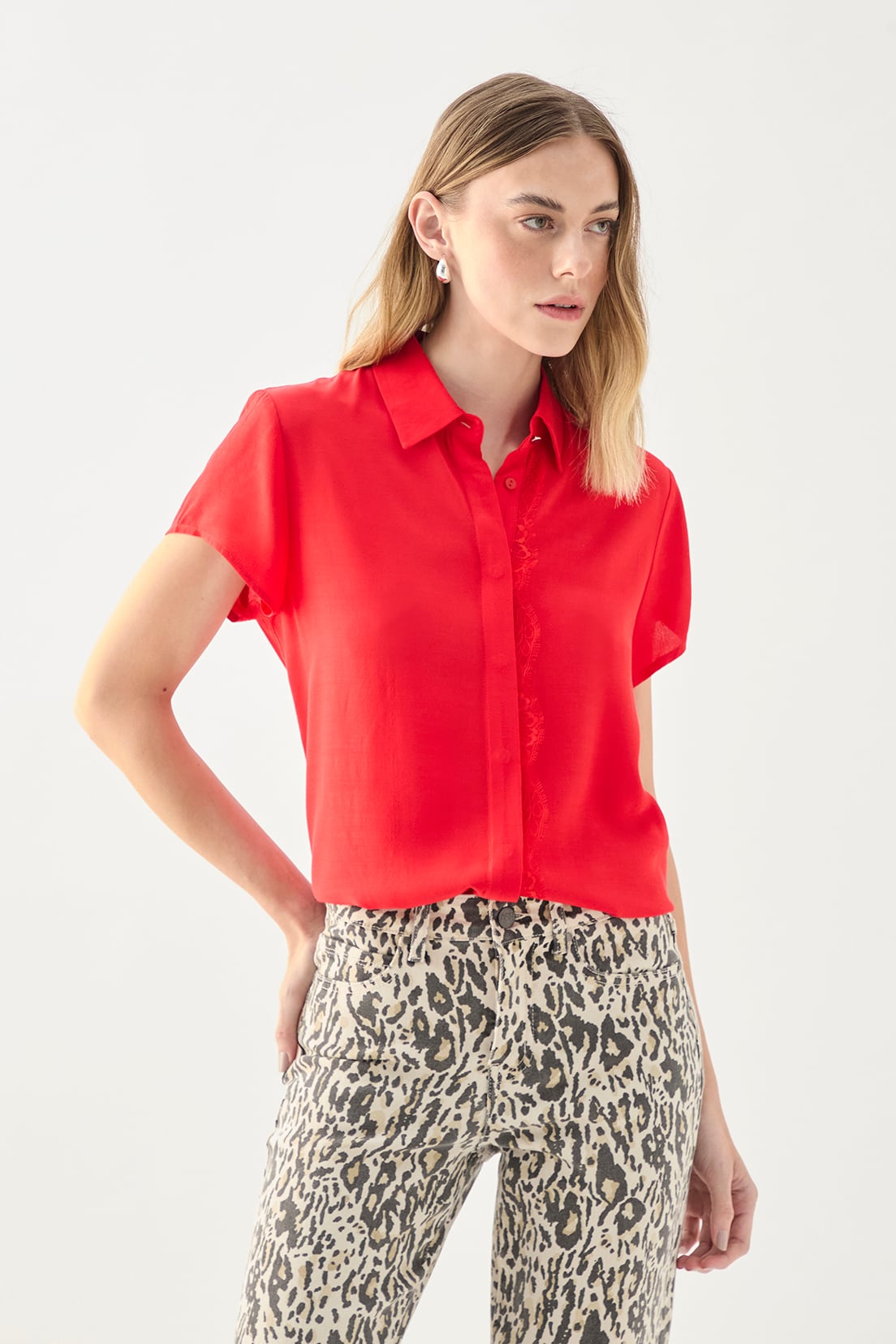 BLUSA MUJER ASH ROJO LISA - 1