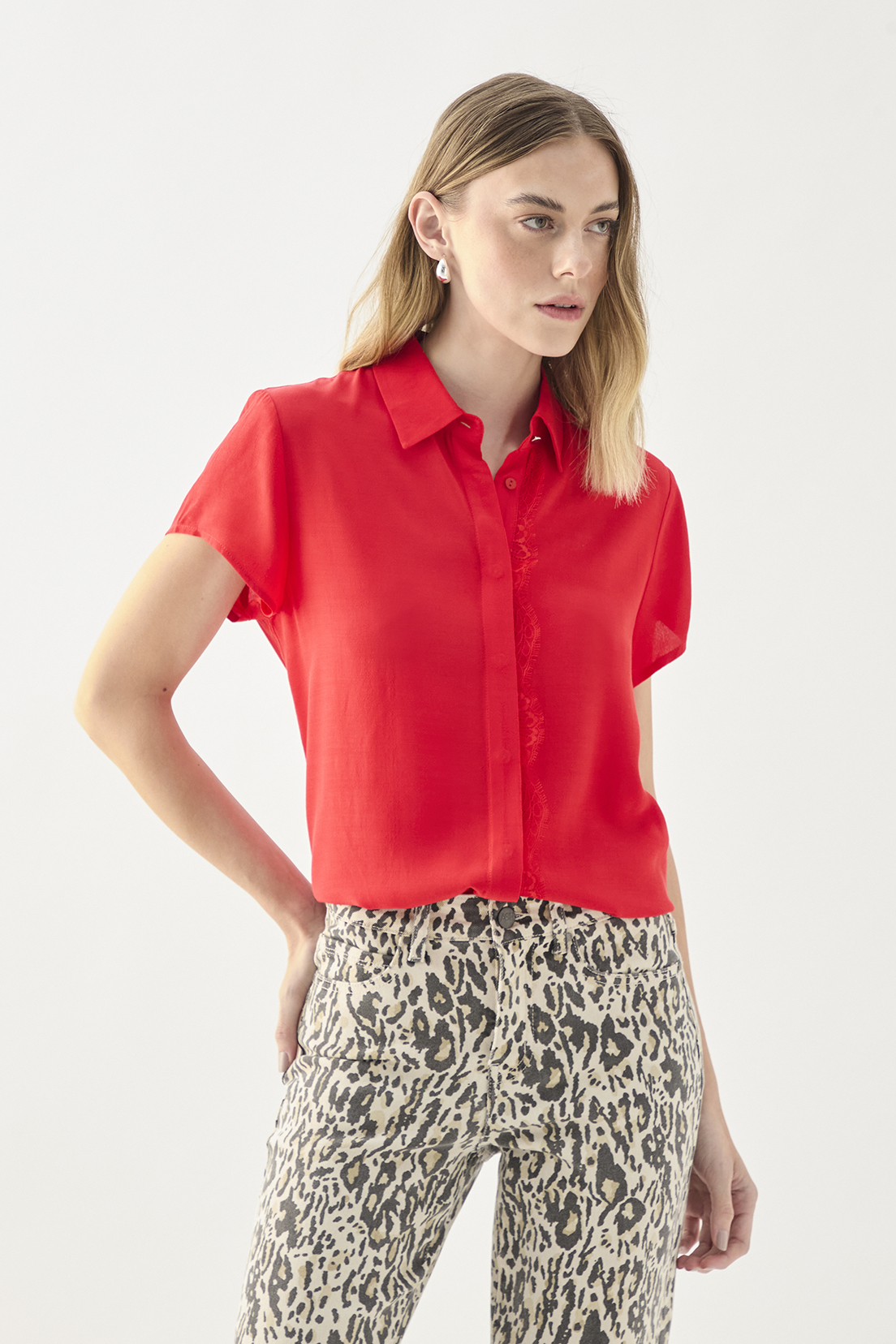 BLUSA MUJER ASH ROJO LISA - 1