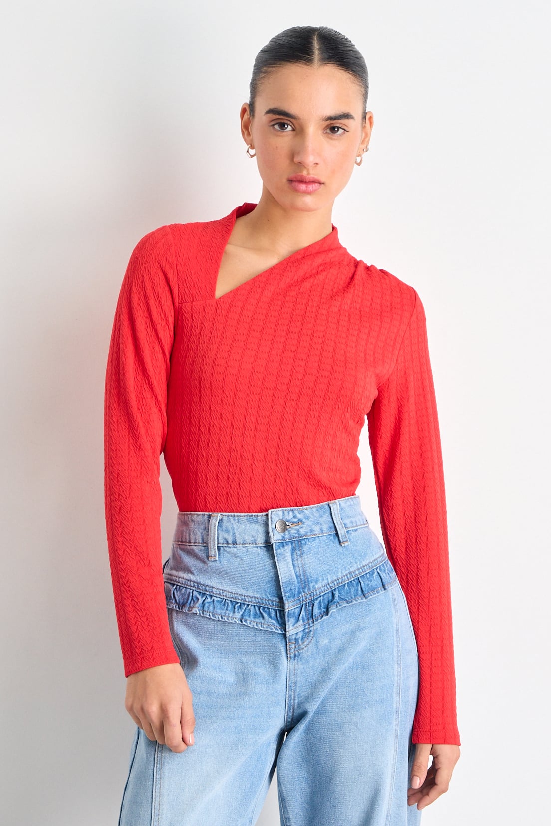 POLERA MANGA LARGA ROJO MUJER IO - 2