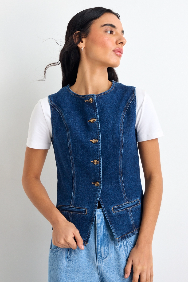 GILET MEZCLILLA AZUL MUJER IO - 1