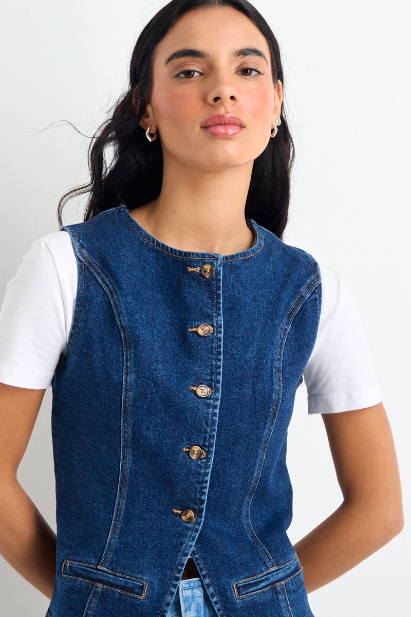 GILET MEZCLILLA AZUL MUJER IO - 2
