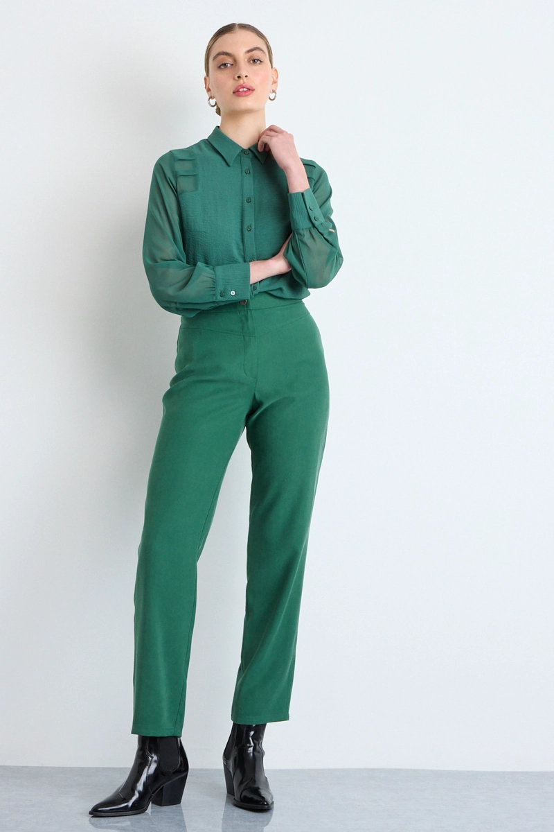 PANTALON VERDE OLIVA MUJER IO - 1