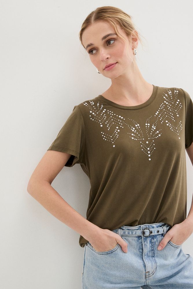 POLERA MANGA CORTA VERDE OLIVA MUJER ASH - 2