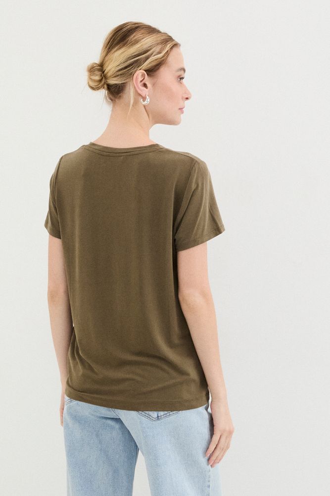 POLERA MANGA CORTA VERDE OLIVA MUJER ASH - 3