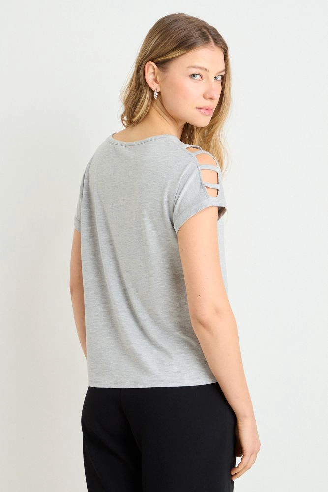 POLERA MANGA CORTA GRIS MUJER ASH - 3