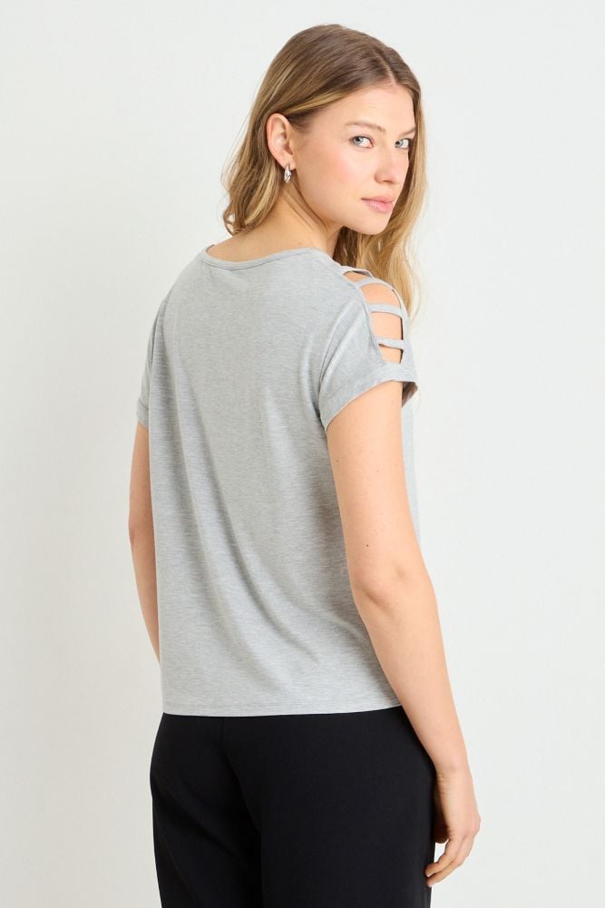 POLERA MANGA CORTA GRIS MUJER ASH - 3