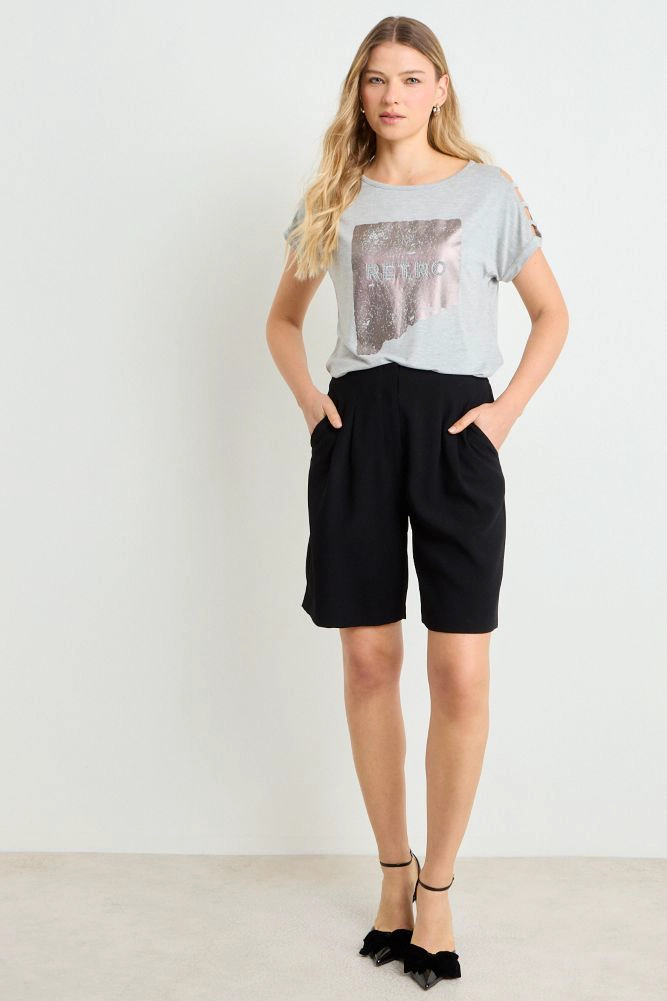 POLERA MANGA CORTA GRIS MUJER ASH - 4