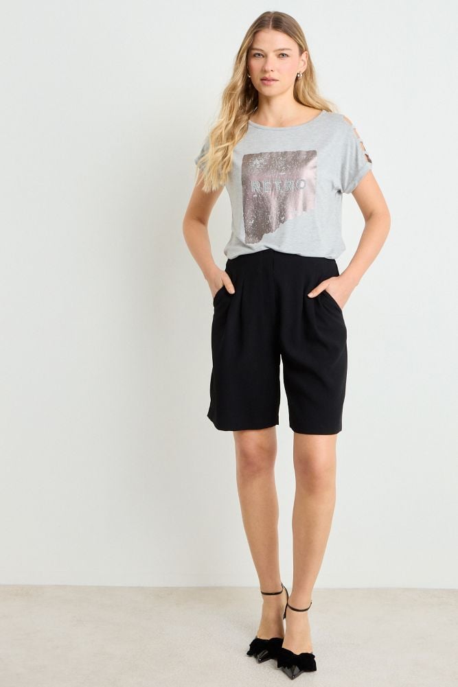 POLERA MANGA CORTA GRIS MUJER ASH - 4