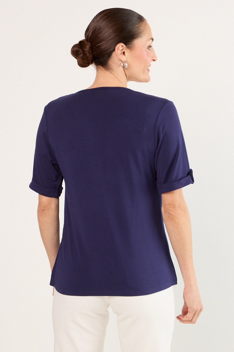 POLERA MANGA CORTA AZUL MUJER MAGRIFFE - 3