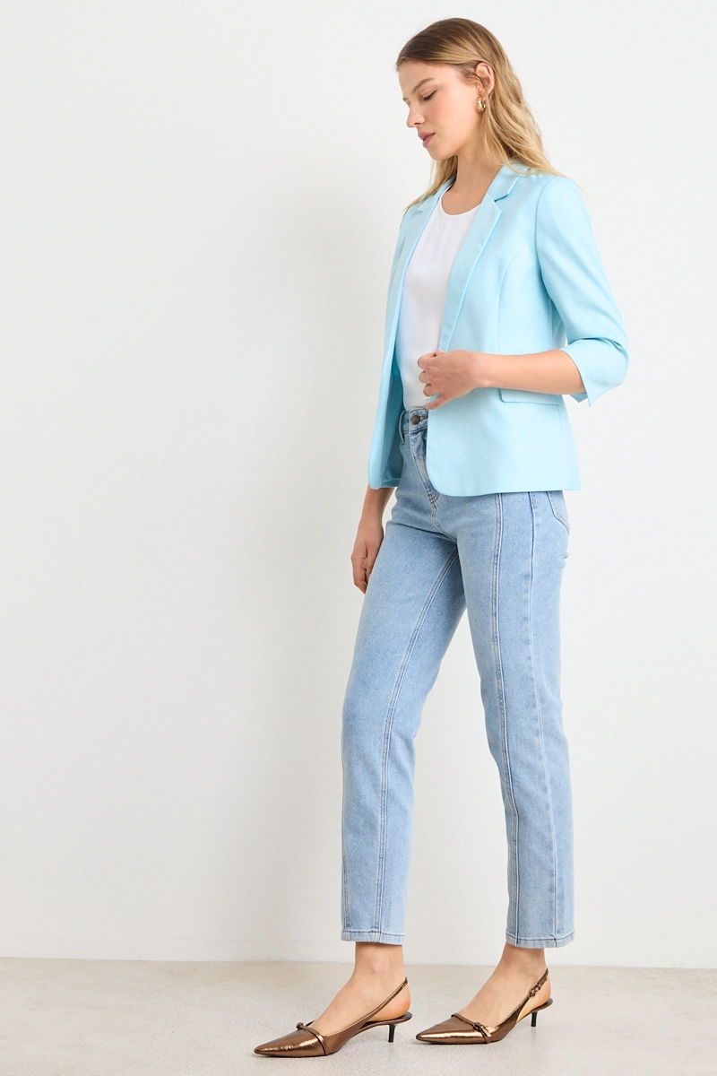 BLAZER CELESTE MUJER ASH - 5