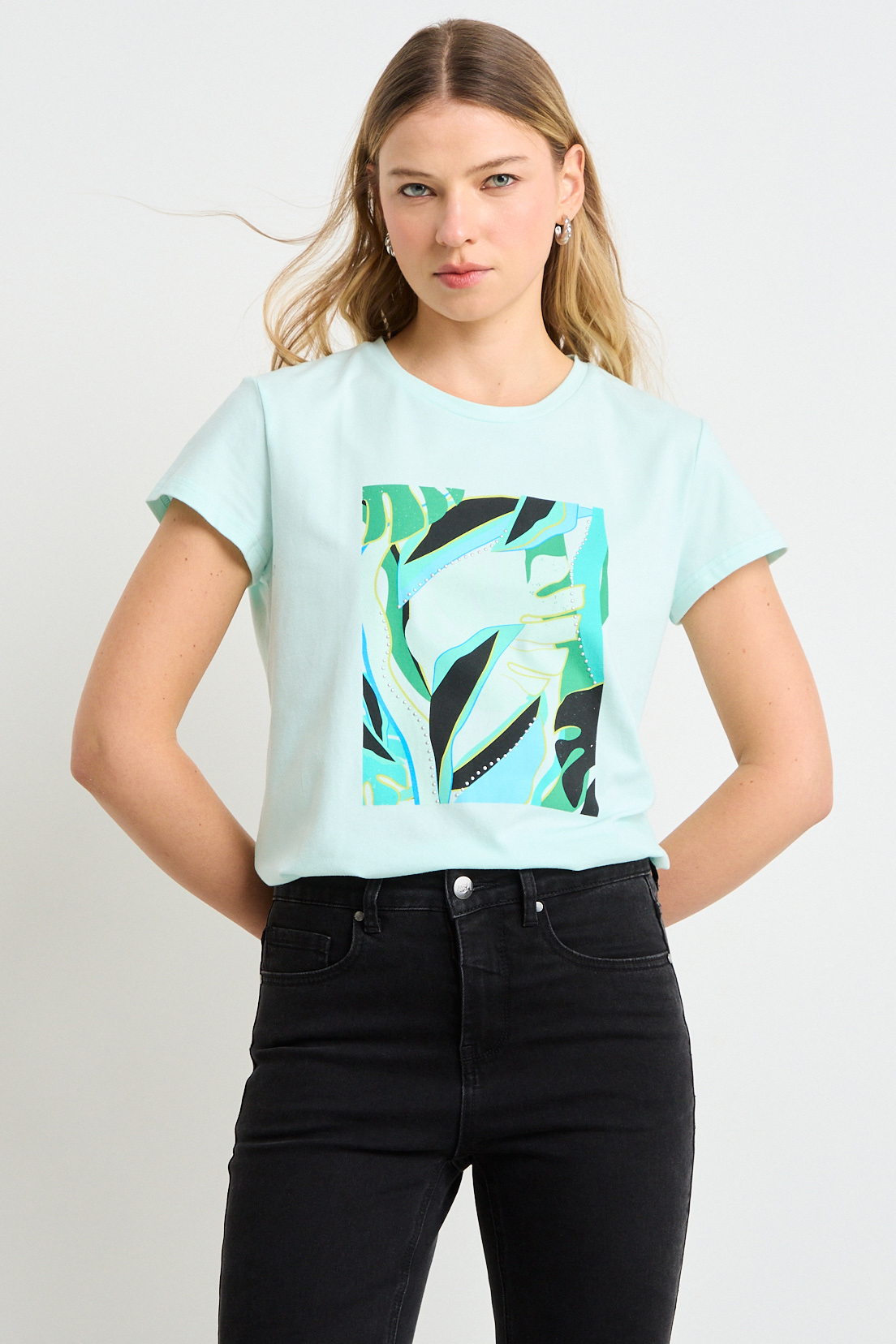 POLERA MANGA CORTA AZUL MUJER ASH - 1