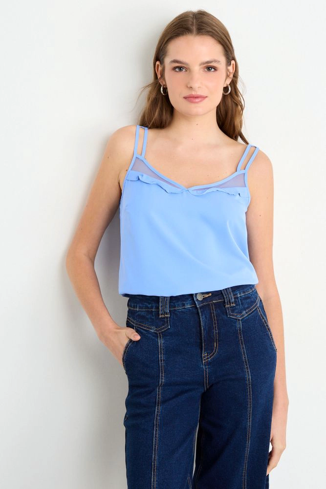BLUSA SIN MANGAS CELESTE MUJER IO - 1