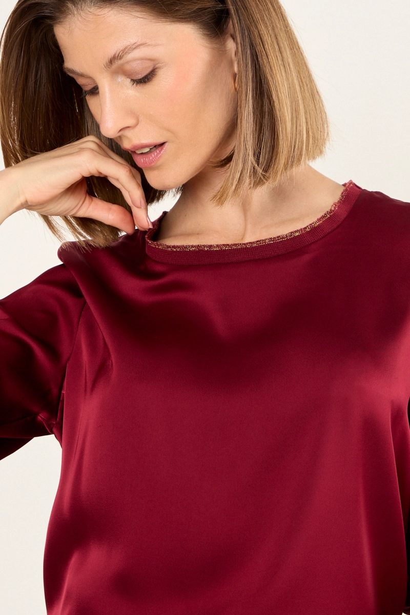 POLERA MANGA LARGA BURDEOS MUJER MAGRIFFE - 2