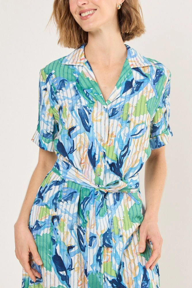 VESTIDO ESTAMPADO CAMISERO AZUL MUJER MAGRIFFE - 2