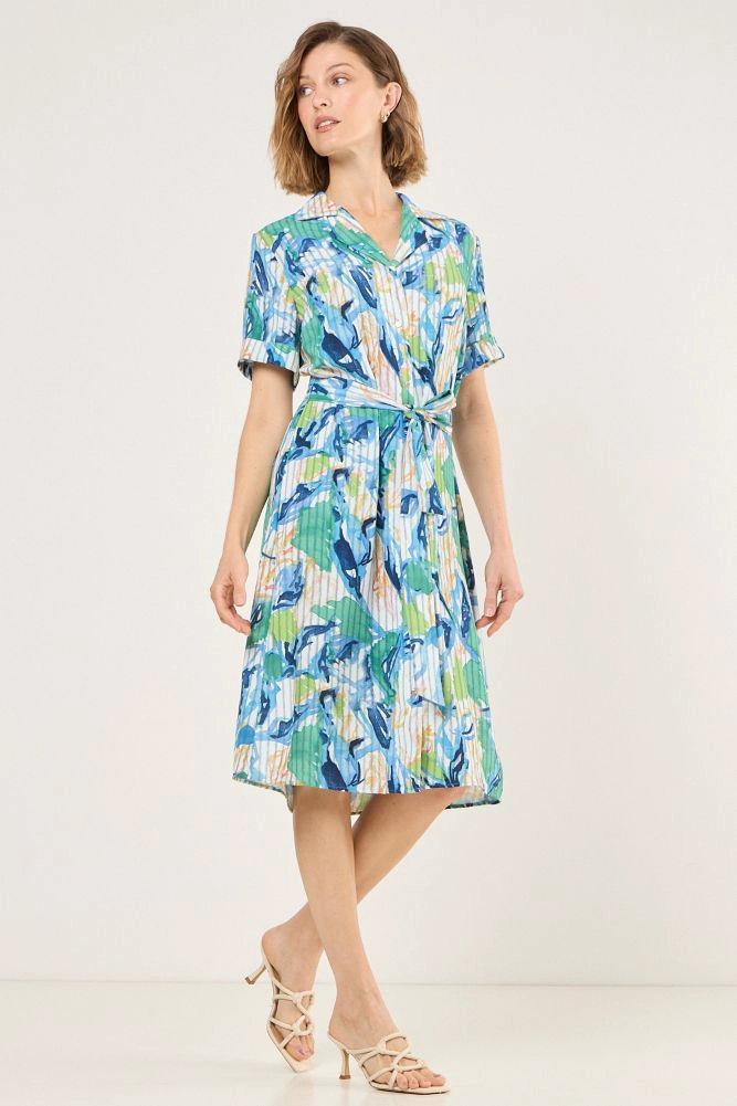 VESTIDO ESTAMPADO CAMISERO AZUL MUJER MAGRIFFE - 5