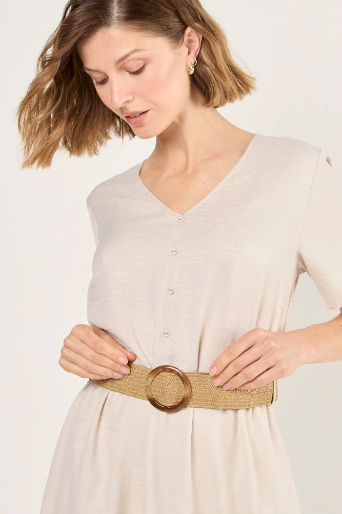 VESTIDO CON CINTURON BEIGE MUJER MAGRIFFE - 2