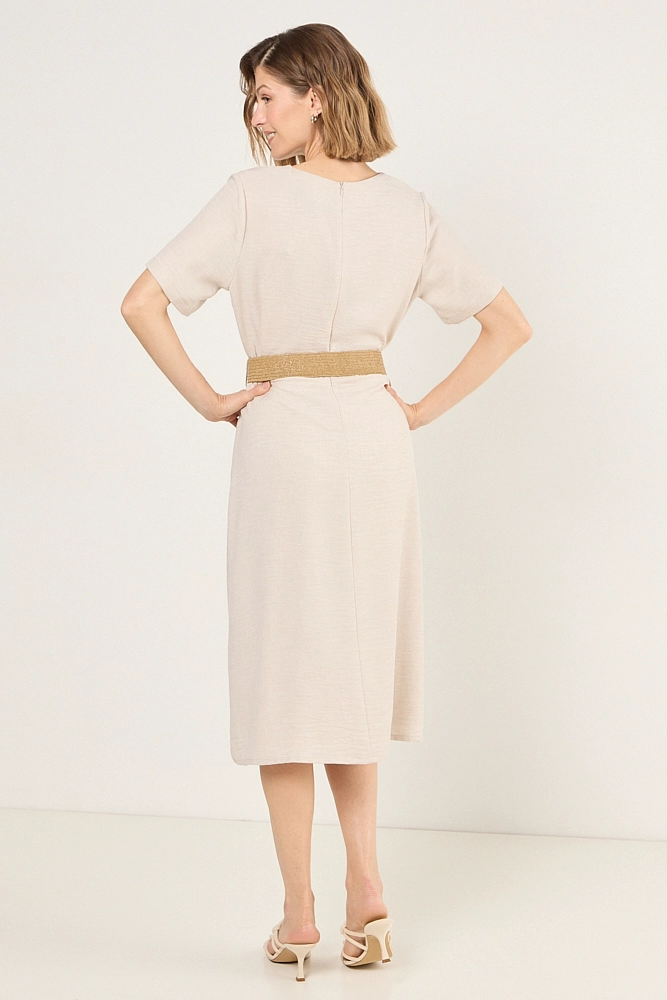VESTIDO CON CINTURON BEIGE MUJER MAGRIFFE - 4