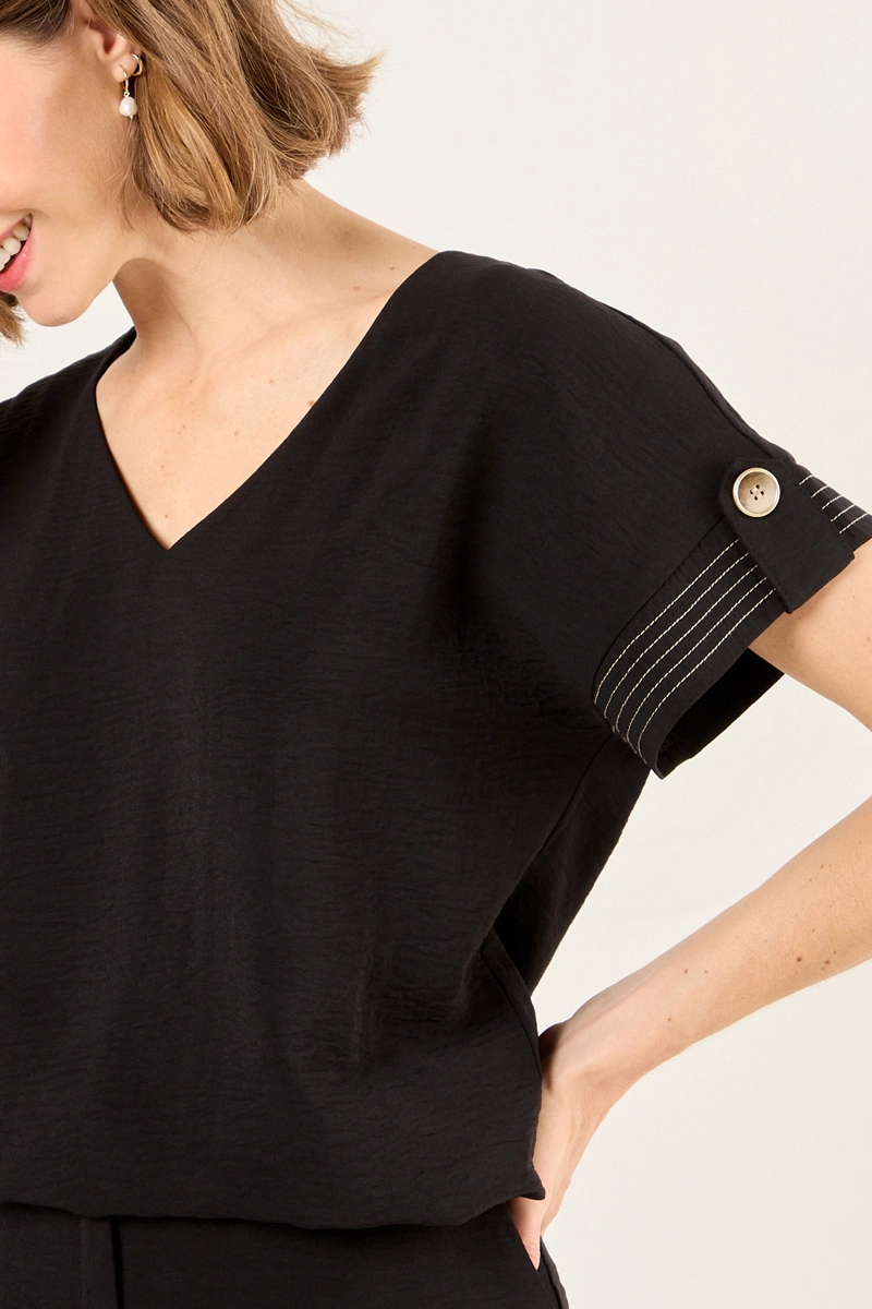 BLUSA CON TEXTURA Y PESPUNTES NEGRO MUJER MAGRIFFE - 2