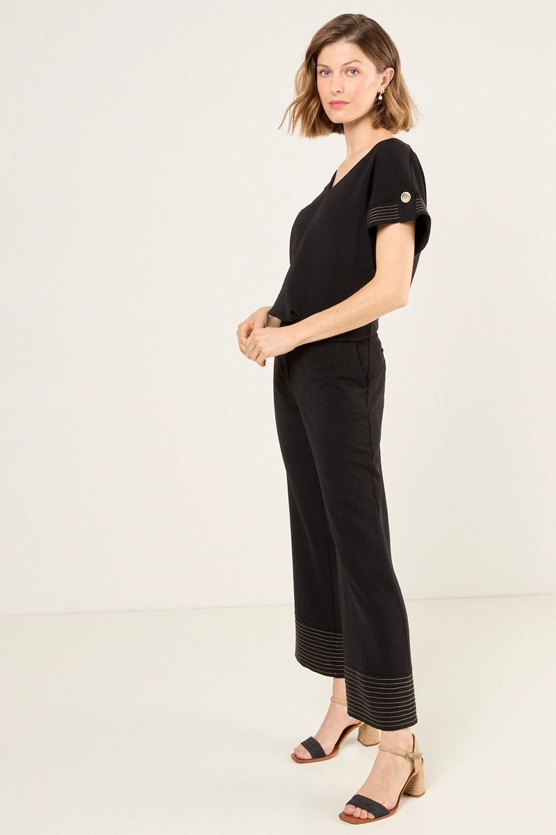 BLUSA CON TEXTURA Y PESPUNTES NEGRO MUJER MAGRIFFE - 5