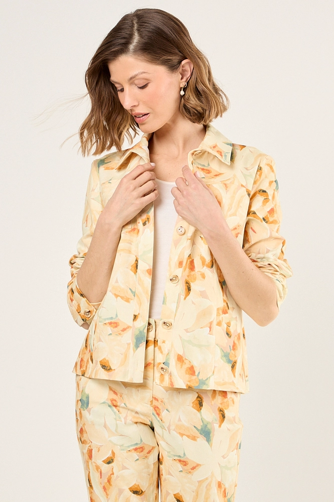 CASACA ESTAMPADA FLORAL NARANJO MUJER MAGRIFFE - 1