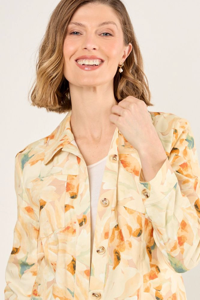 CASACA ESTAMPADA FLORAL NARANJO MUJER MAGRIFFE - 2