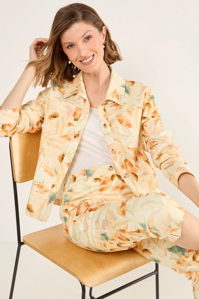 CASACA ESTAMPADA FLORAL NARANJO MUJER MAGRIFFE - 4