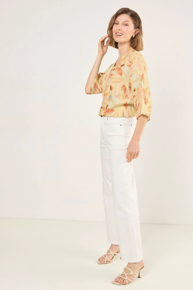 BLUSA DE VISCOSA ESTAMPADA CON CUELLO AMARILLO MUJER MAGRIFFE - 5