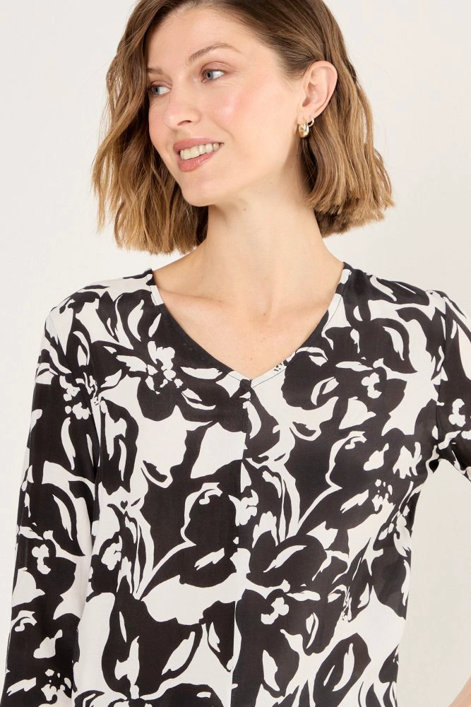 BLUSA DE VISCOSA ESTAMPADA NEGRO MUJER MAGRIFFE - 1