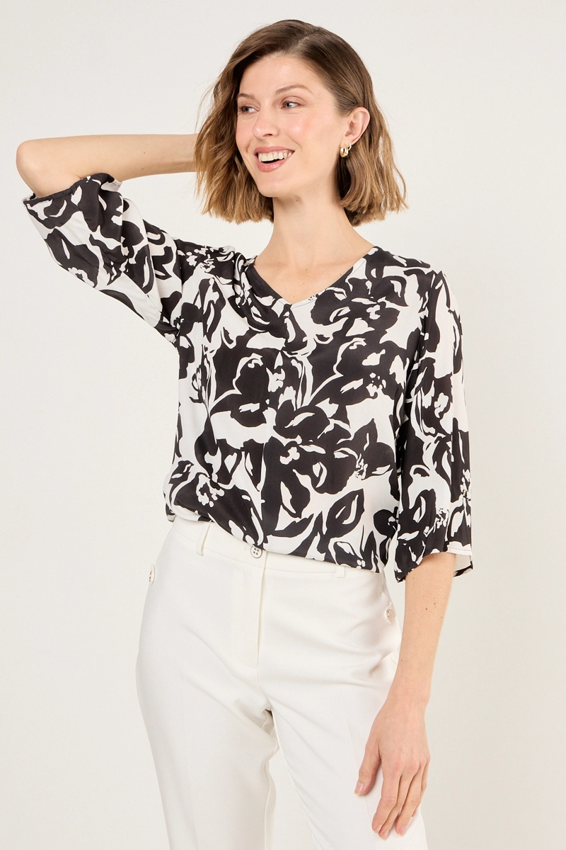 BLUSA DE VISCOSA ESTAMPADA NEGRO MUJER MAGRIFFE - 3