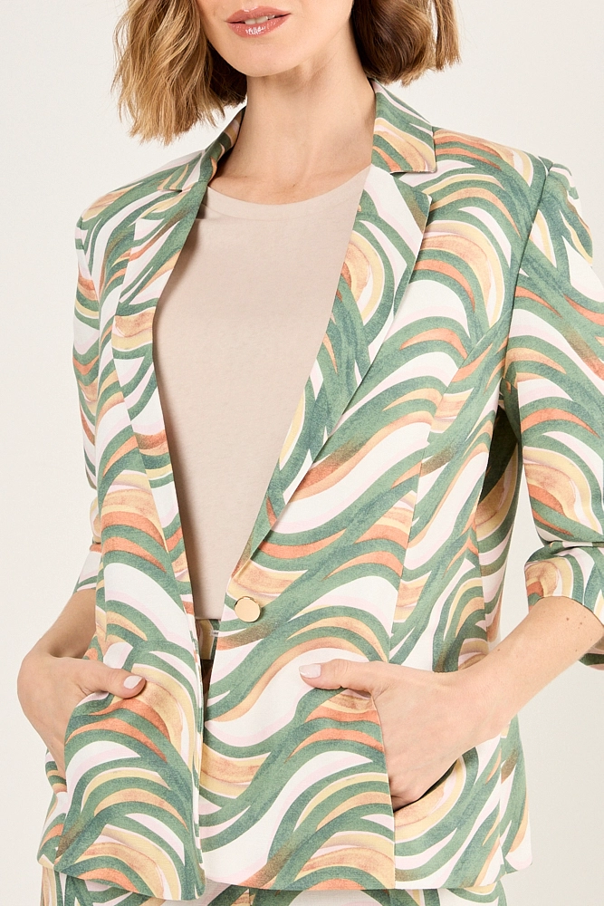 BLAZER CON ESTAMPADO ABSTRACTO BEIGE MUJER MAGRIFFE - 2