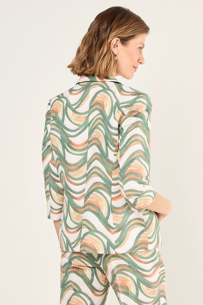 BLAZER CON ESTAMPADO ABSTRACTO BEIGE MUJER MAGRIFFE - 3