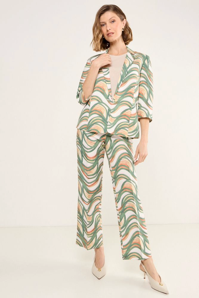 BLAZER CON ESTAMPADO ABSTRACTO BEIGE MUJER MAGRIFFE - 5