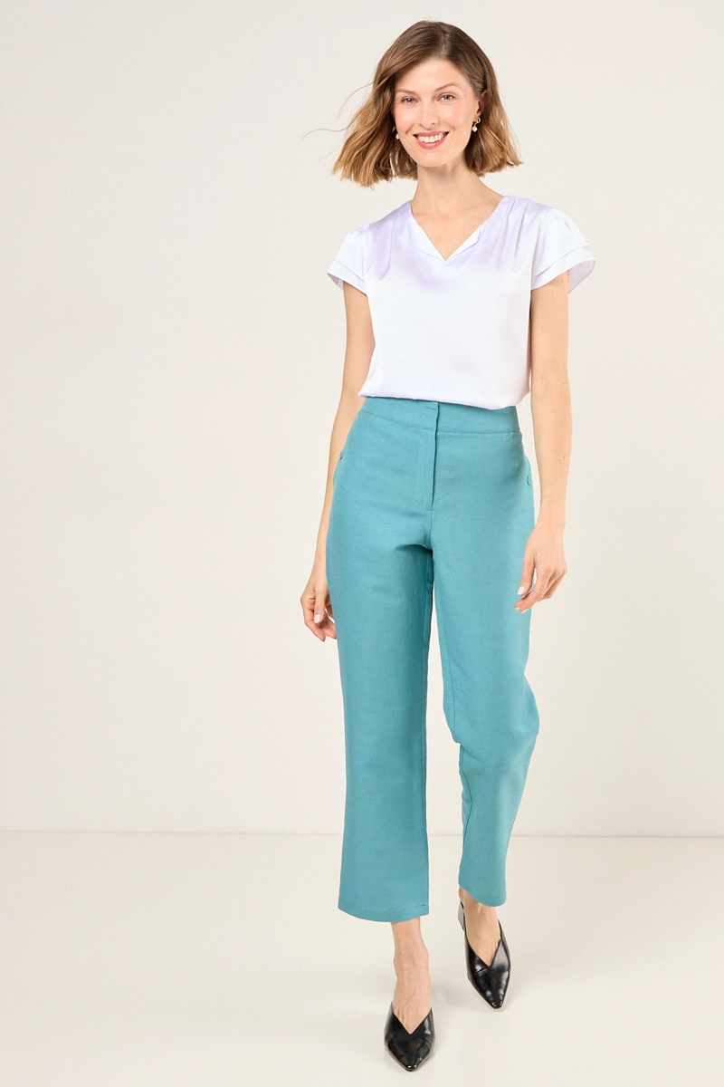 PANTALON LISO VERDE OLIVA MUJER MAGRIFFE - 1