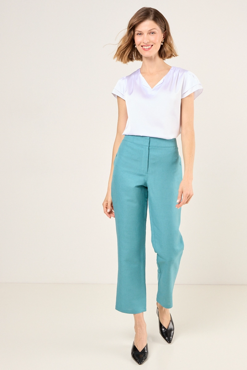 PANTALON LISO VERDE OLIVA MUJER MAGRIFFE - 1