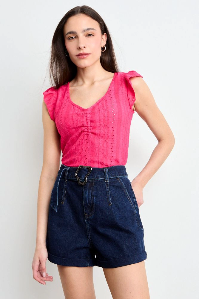 POLERA LISA FUCSIA MUJER IO - 2