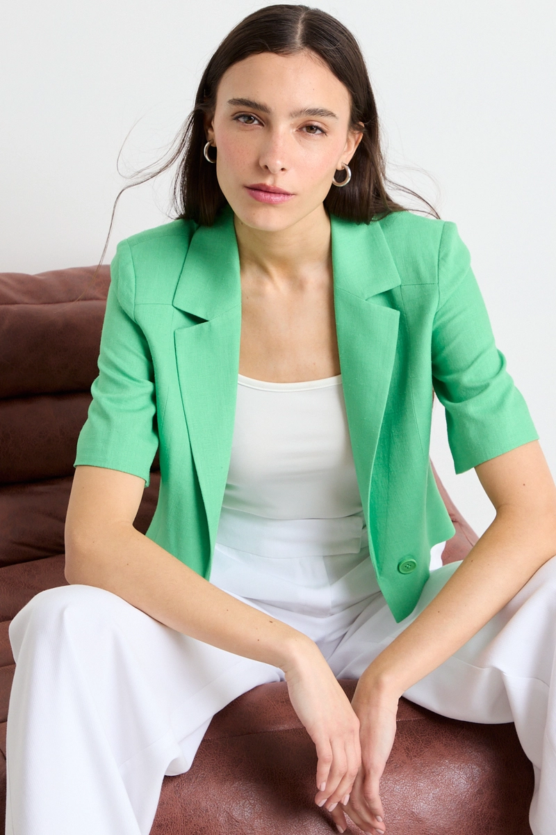 BLAZER LISO VERDE OLIVA MUJER IO - 4