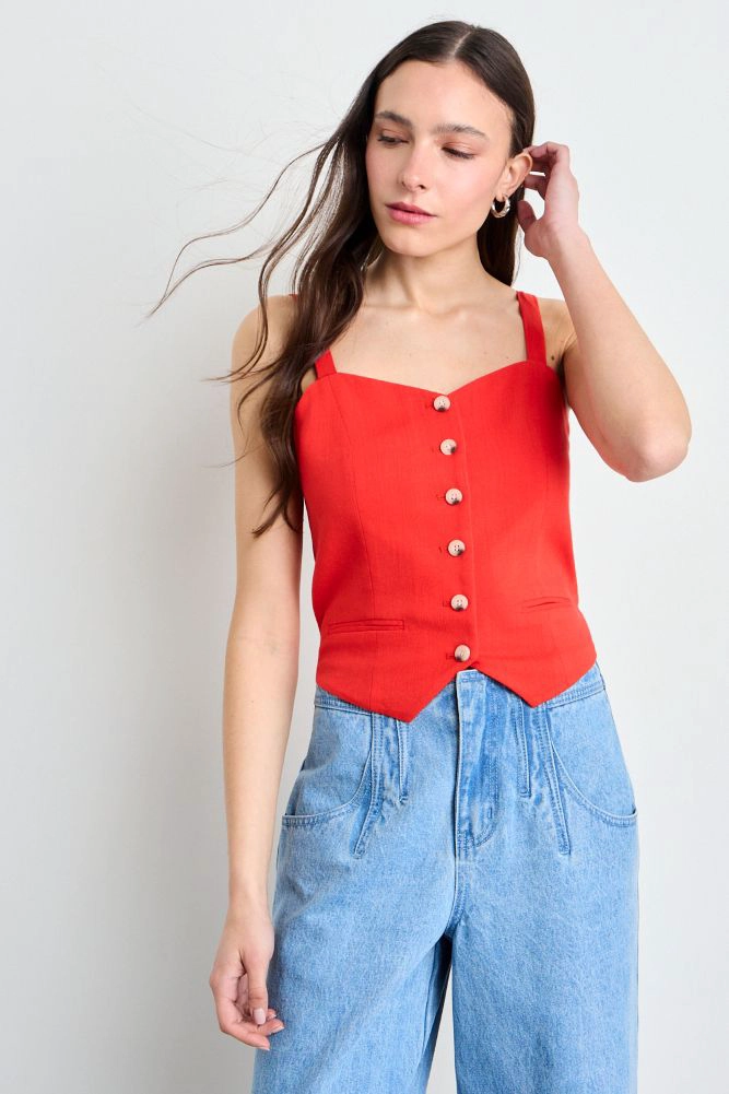 GILET LISO ROJO MUJER IO - 1